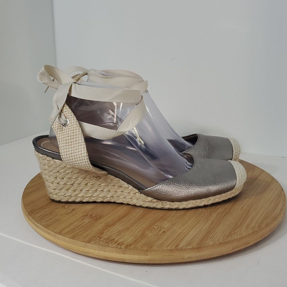 Vionic Women's Aruba Maris Lace-up Wedge Pewter Leather Size 9.5